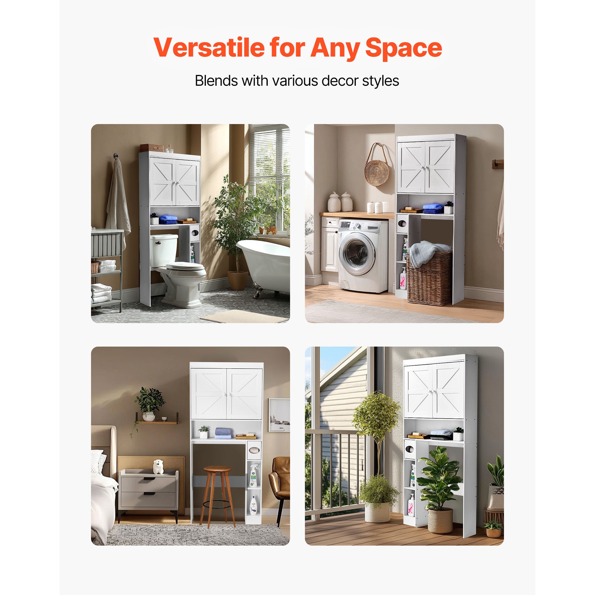 Over The Toilet Storage Cabinet With Adjustable Shelves White_voghion.com